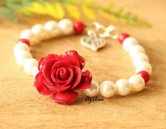 Red hot flower bracelet