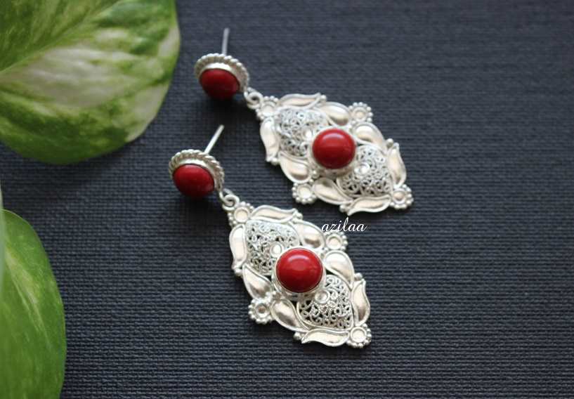 Sold Natural red Coral beads Earrings,Sterling Silver 925 Earrings,Red Coral Earrings, Mediterranean Coral Earrings,women gift, Handmade earrings