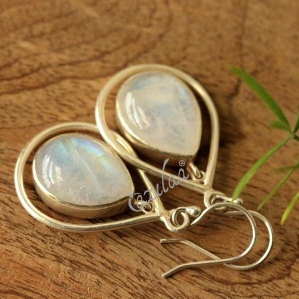 Moonstone Earrings 925 Sterling Silver - Rainbow for outlets Women or Men Jewelry, Elegant Gift Box 8S2-7 ZP