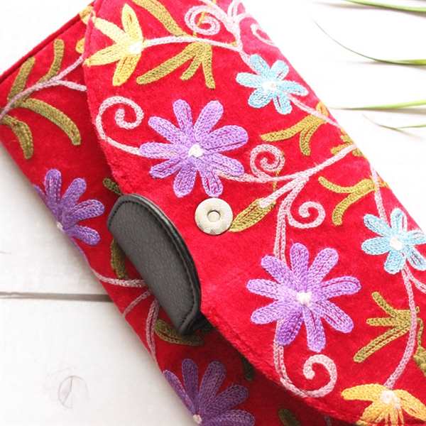 red velvet clutch purse