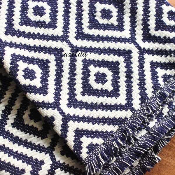Agatha Modern Classic Blue Cotton Woven Throw Blanket