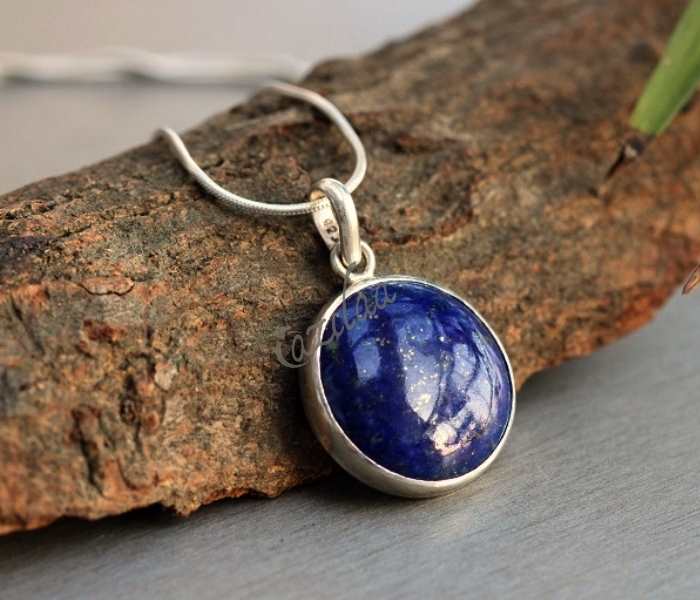 Natural Lapis Lazuli And Silver pendant. popular Sterling silver 925 handmade Pendant. Handmade Jewelry. Unique Vintage Style Pendant