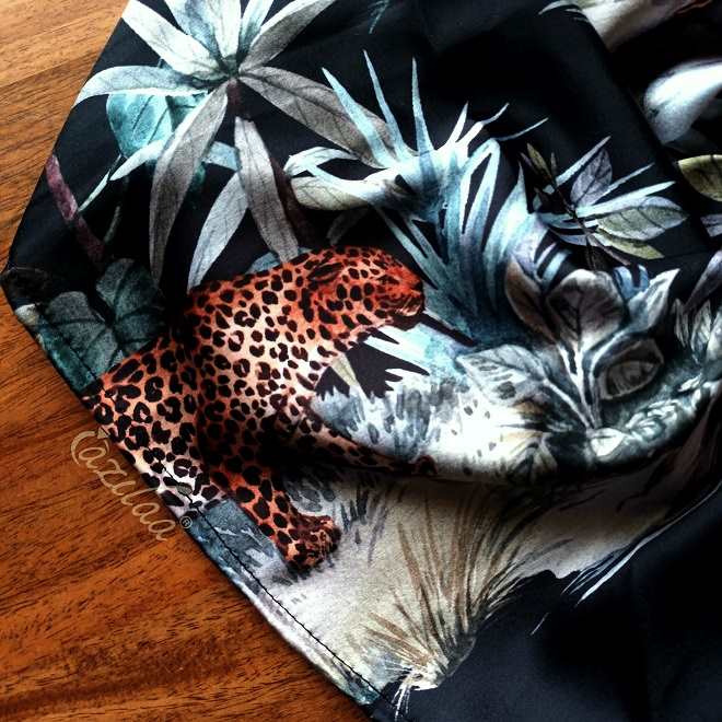 Designer Premium Leopard print jungle black satin scarf at ₹1550 | Azilaa