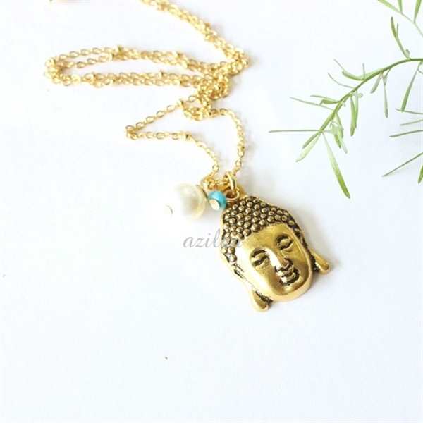 Simplicity Buddha pendant gold plated chain necklace at ₹950 | Azilaa