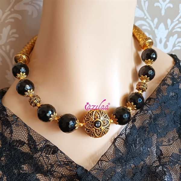 Beautiful Vintage Black Bead Statement Necklace offers