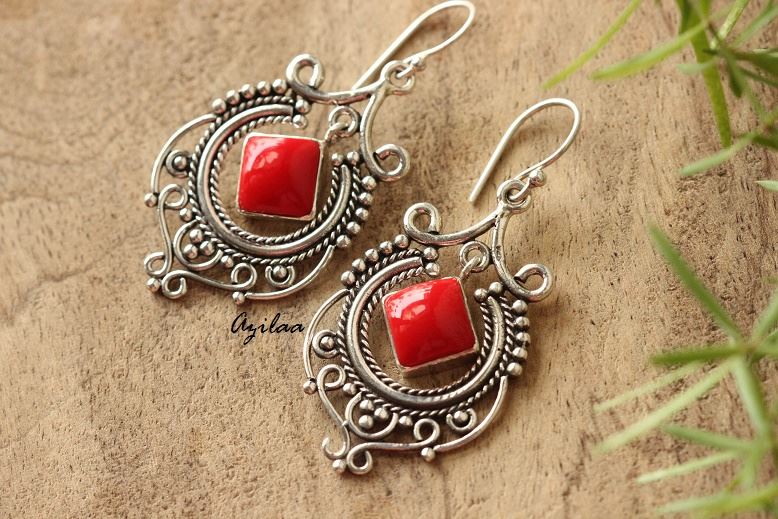 Red Carnelian and Sterling store Silver Chandelier Earrings